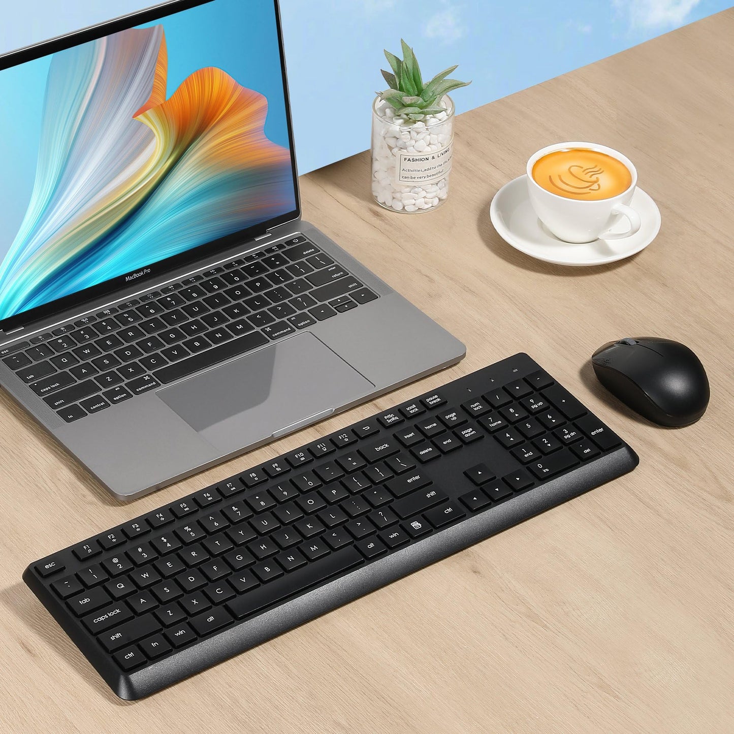 Wireless Keyboard and Mouse Combo for Windows, 2.4G Full-Sized External Cordless Computer Keyboard Mouse Combo for Laptop PC Desktop Chrome Mac