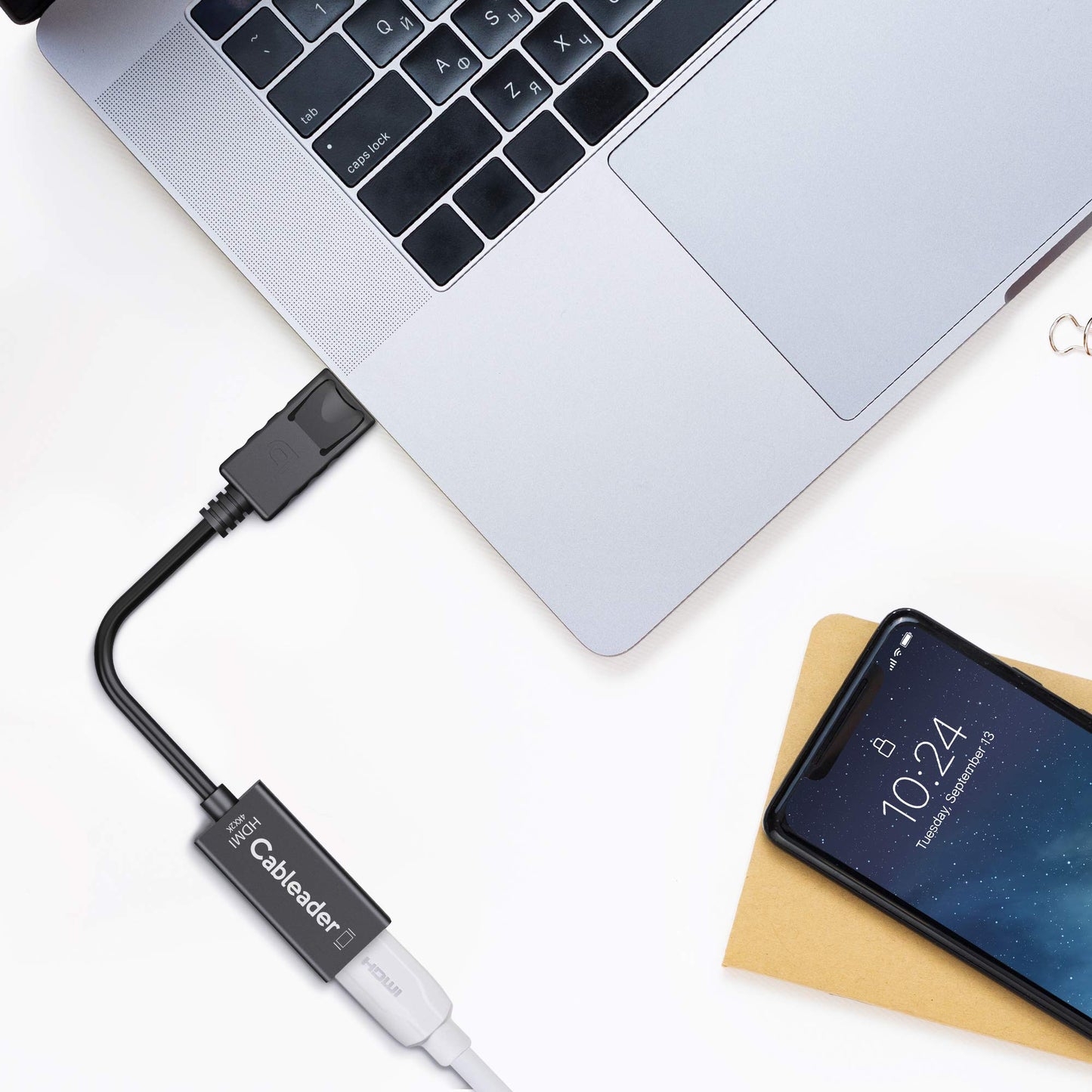 Cableader DP to HDMI Adapter 4K 30HZ Gold-Plated displayport Male to HDMI Female Converter with Audio-Black