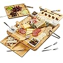Gibson Home Rustic Inspirations 18-Piece Bamboo Charcuterie Board Set for Serving - Large Cheese & Fruit Tray with Hidden Drawer Ceramic Bowls…