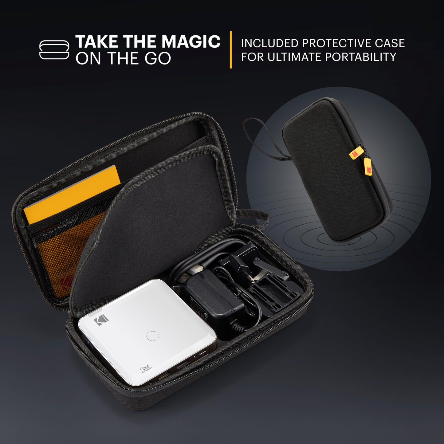 Kodak Luma 150 Wireless Mini Pico Projector - DLP, Supports 1080p, Built-in Speaker & Rechargeable Battery, HDMI/USB/microSD, Travel Case Included