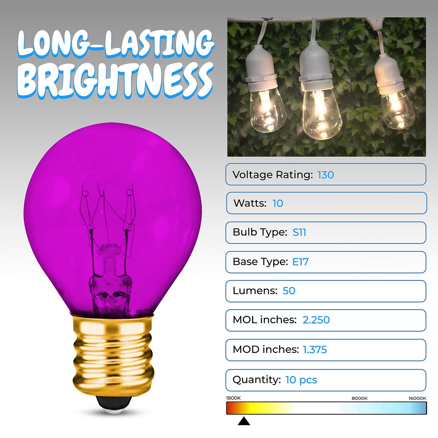 OHLECTRIC S11 Transparent Pink Ceramic Light Bulbs with E17 | 10W Dimmable Night Light Bulbs | Ideal for Amusement and Theatrical Lighting | 10-Pack