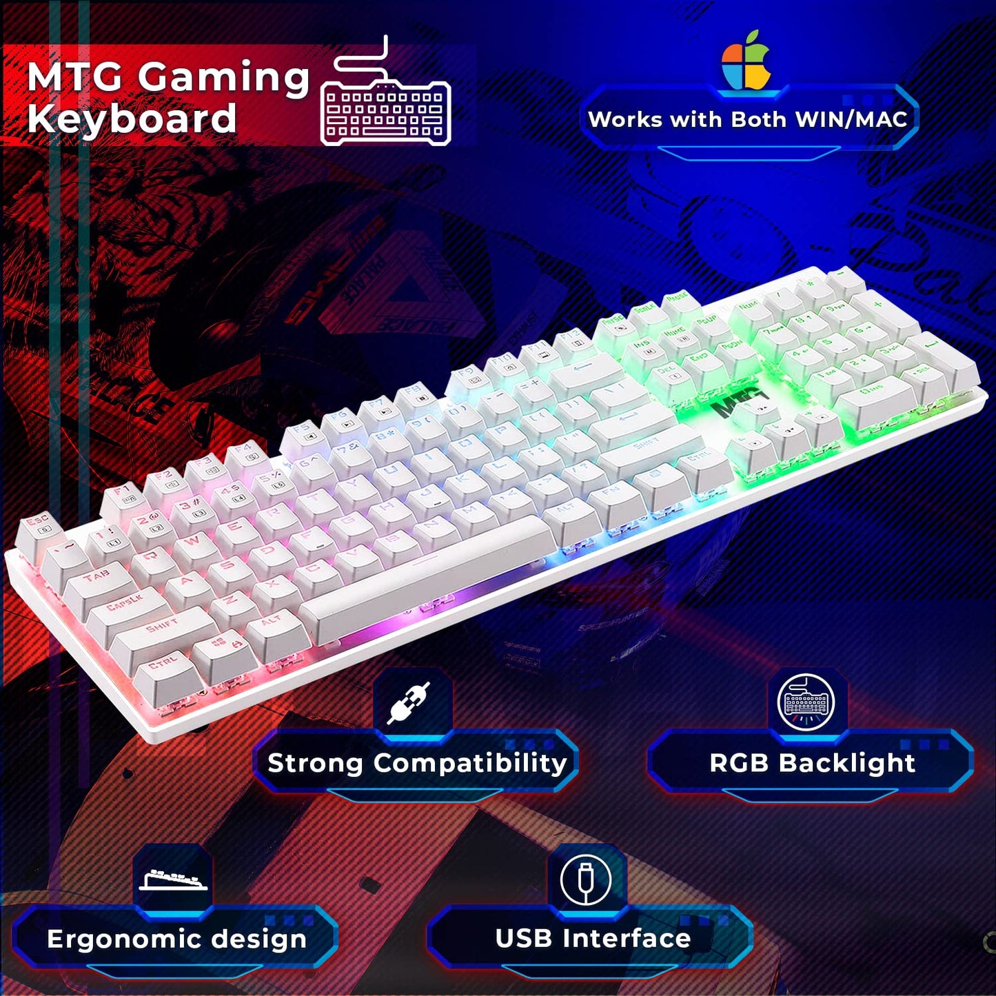 Gaming Kit for PC, RGB Keyboard and Mouse, Gaming Headphone, Large LED Desk Mat with Smooth Surface, RGB Speaker for Desktop Computer, Xbox and PS4
