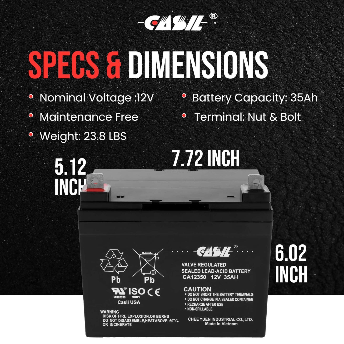 Casil 12V 35Ah Replacement Battery Compatible with Scooter Pride Mobility Jazzy Select Electric Wheelchair 2 Pack