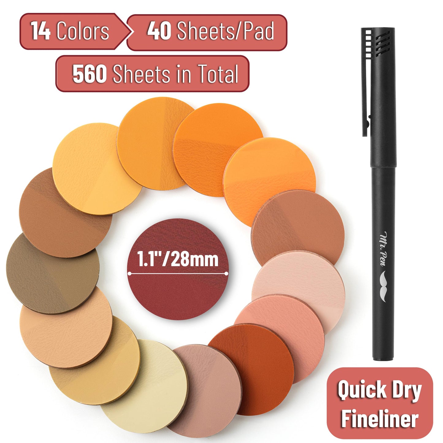 Mr. Pen- Round Transparent Sticky Notes, 1.1” Diameter, 14 Pads, 560 Sheets