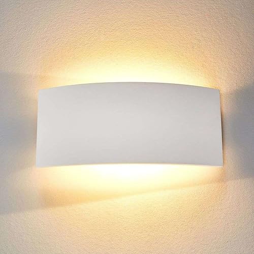 Lucande 13.8" Paintable Plaster Wall Sconce Light, White Up Down Wall Sconce Wall Light Fixture, Modern Indoor Wall Lighting for Living Room Bedroom