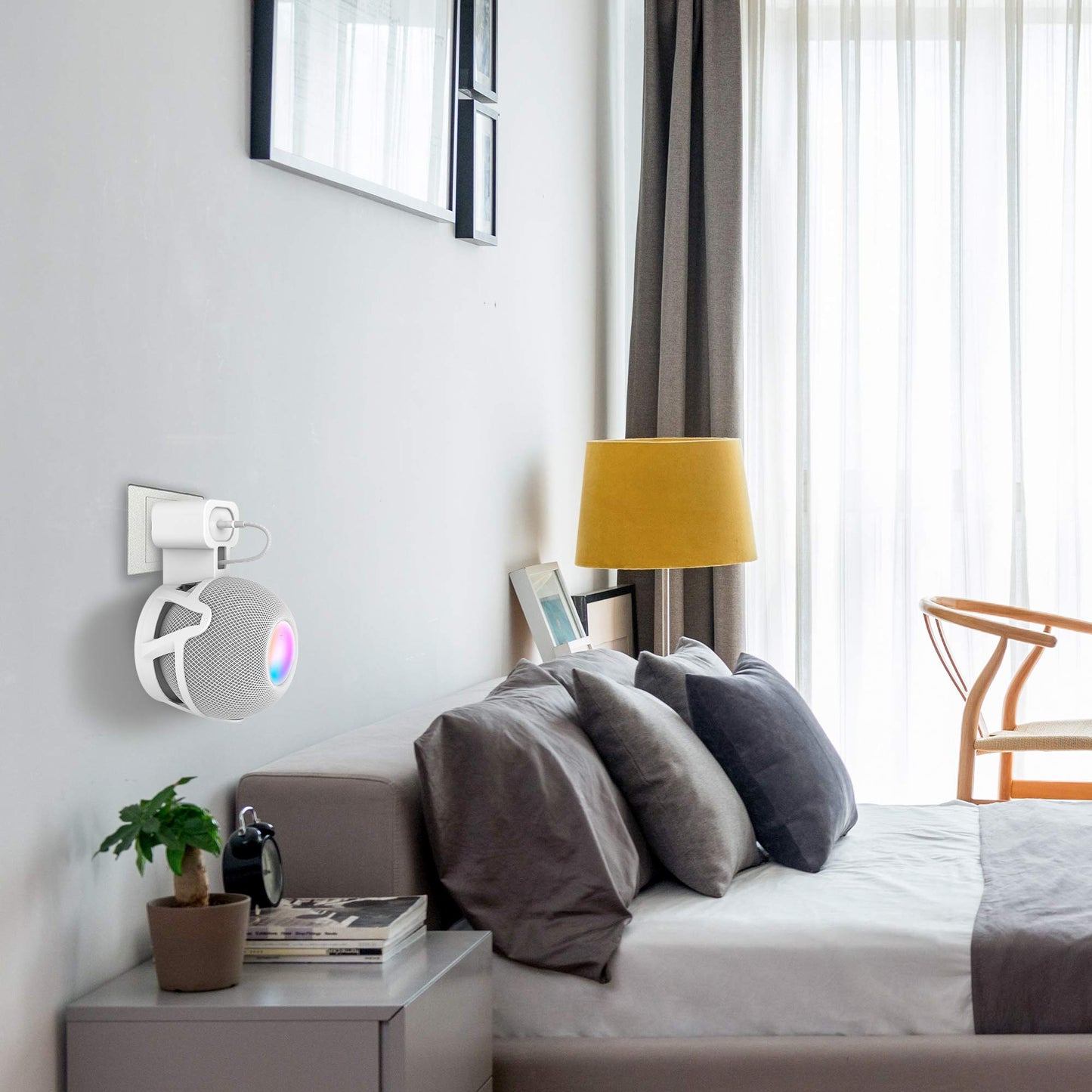 LeongLzt Ouligei Top-Notch Quality Homepod Mini Wall Mount Holder, Homepod Mini Plug Mount with in-Built Cable Management System, No Screws Needed