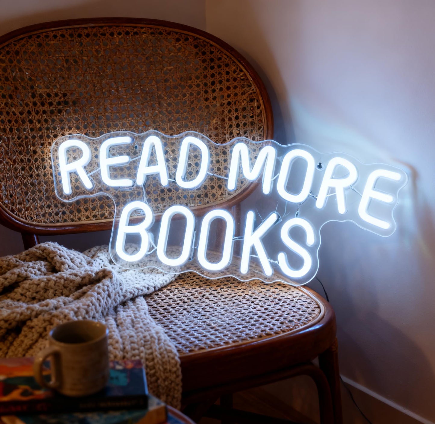 Read More Books Neon Sign, USB Powered Decorative Neon Light for Book Lover Gift Teens Bedroom Library Bookstore Reading Nook Wall Table Decor 15 x