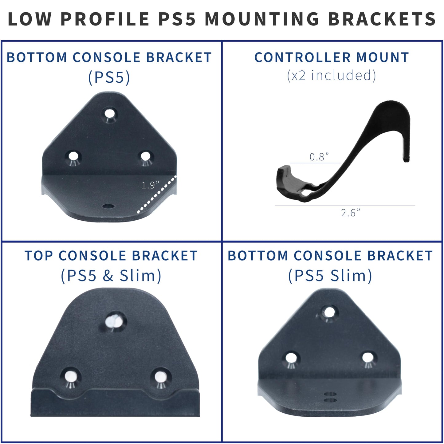 VIVO 2-in-1 Wall and Under Desk Mount Bracket Designed for PS5 and PS5 Slim Gaming Console, PlayStation 5 Standard and Digital Edition, Vertical Wall