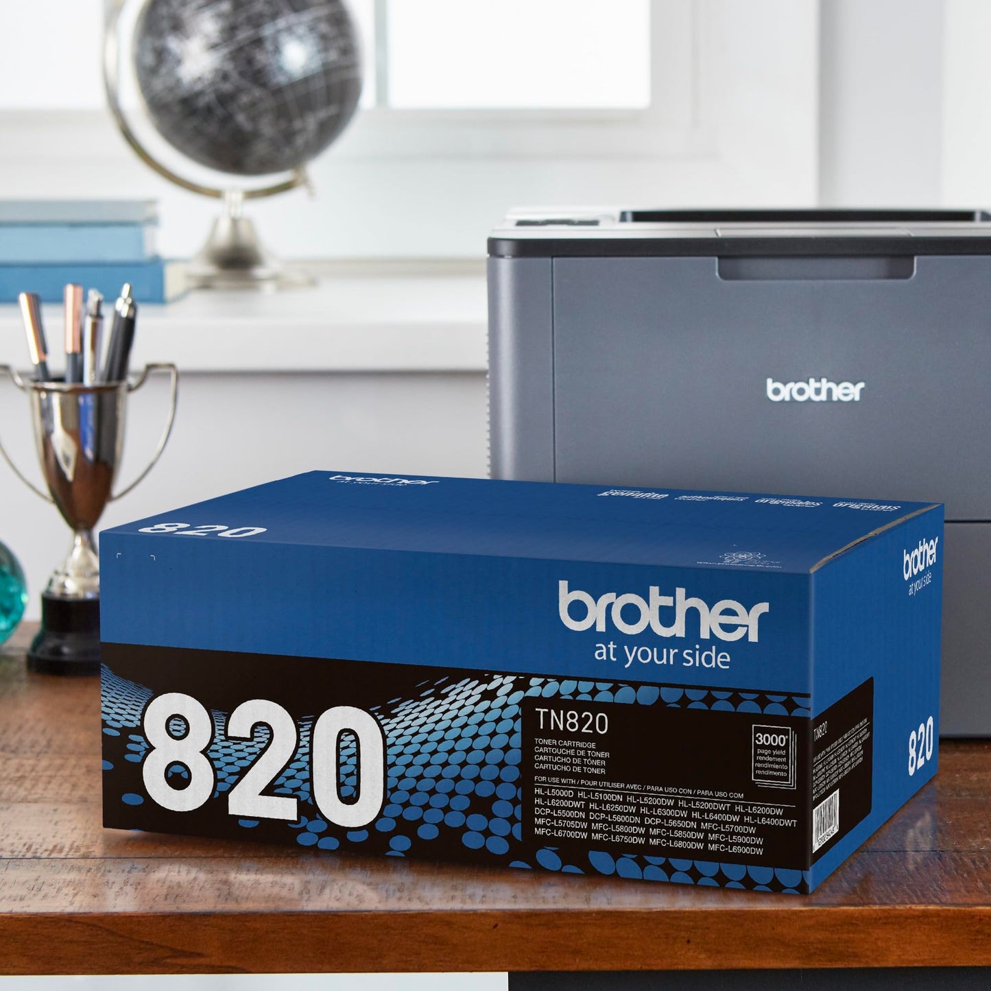 Brother Genuine Toner Cartridge, TN820, Replacement Black Toner, Page Yield Up to 3,000 Pages, Amazon Dash Replenishment Cartridge