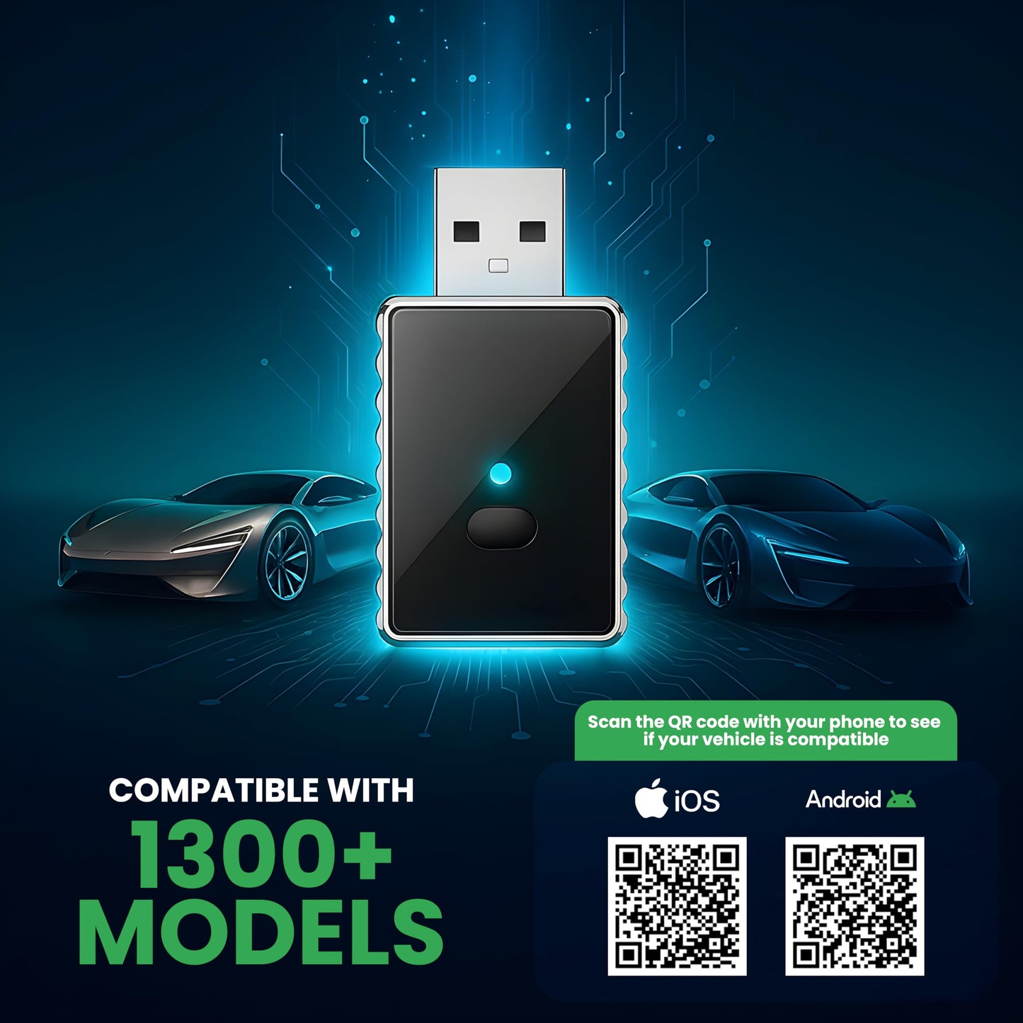 Wireless Apple CarPlay for iPhone & Android Auto Adapter for Android | 2-in-1 | Instantly Converts Wired to Wireless | Plug & Play | No Latency | Mini