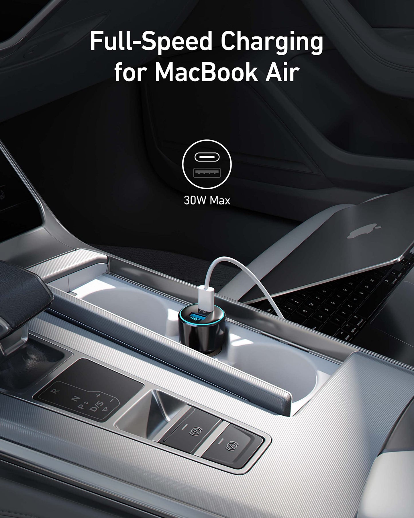 Anker USB C Car Charger, 49.5W PowerDrive Speed+ 2 Adapter, 30W PD Port for iPhone 15 14 13 12 11 Series, Compatible with S10/S9, MacBook Air, iPad