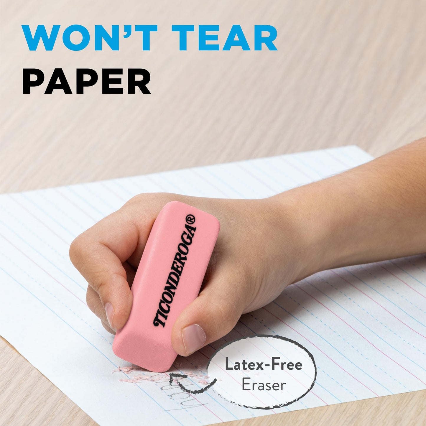 Ticonderoga Wedge Erasers, Pink, 5/Pack