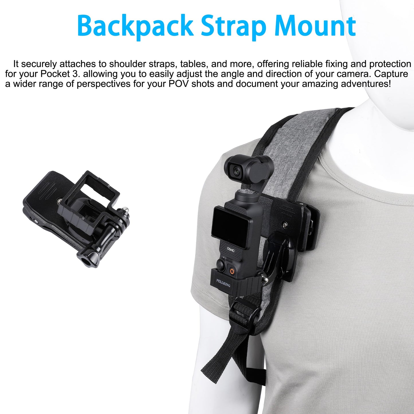 PellKing 4in1 DJI Osmo Pocket 3 Accessories Kit,Chest Mount Harness,Neck Holder,Head Strap,Backpack Strap Mount for DJI Osmo Pocket 3 Camera,with