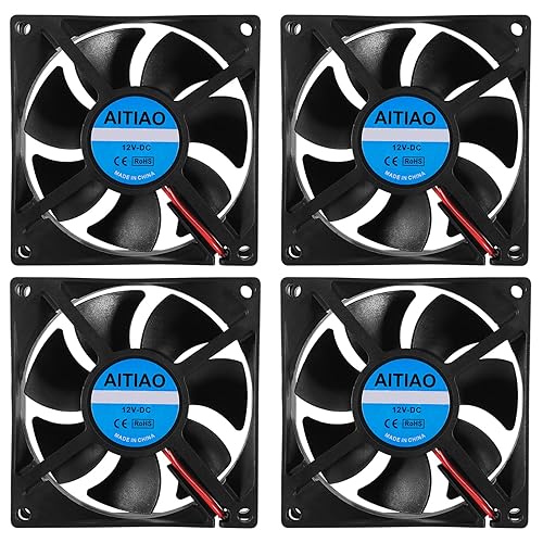 AITIAO 4PCS 8025 Dual Ball Bearing Quiet Computer Case Fan 12V DC 80mm 80mm 25mm High Speed Muffin Cooling Fans for 3D Printer Computer Case Fan CPU