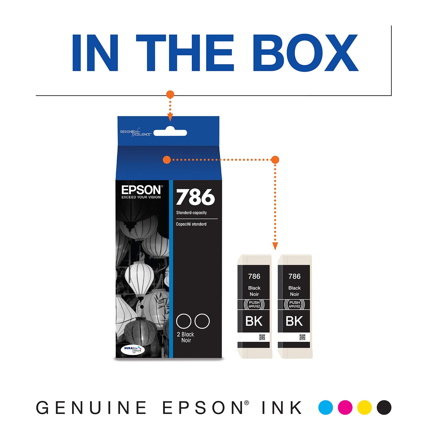EPSON 786 DURABrite Ultra Ink Standard Capacity Black Dual Cartridge Pack (T786120-D2) Works with WorkForce WF-5110, 5190, 5620, 5690