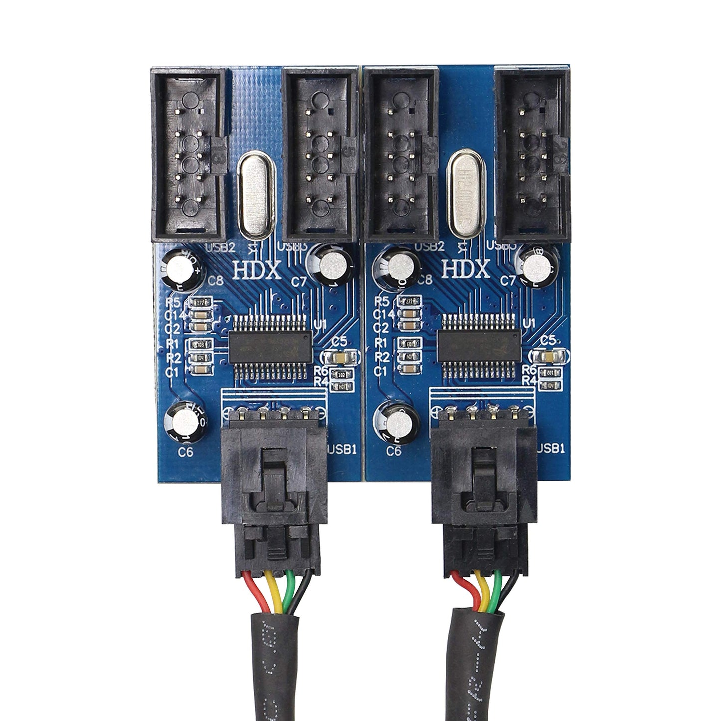 Motherboard USB 9 Pin Header Hub Male 1 to 2/4 Female USB 2.0 Splitter Extension Cable, USB 9-pin Internal Cable 9 pin Connector Adapter for Port