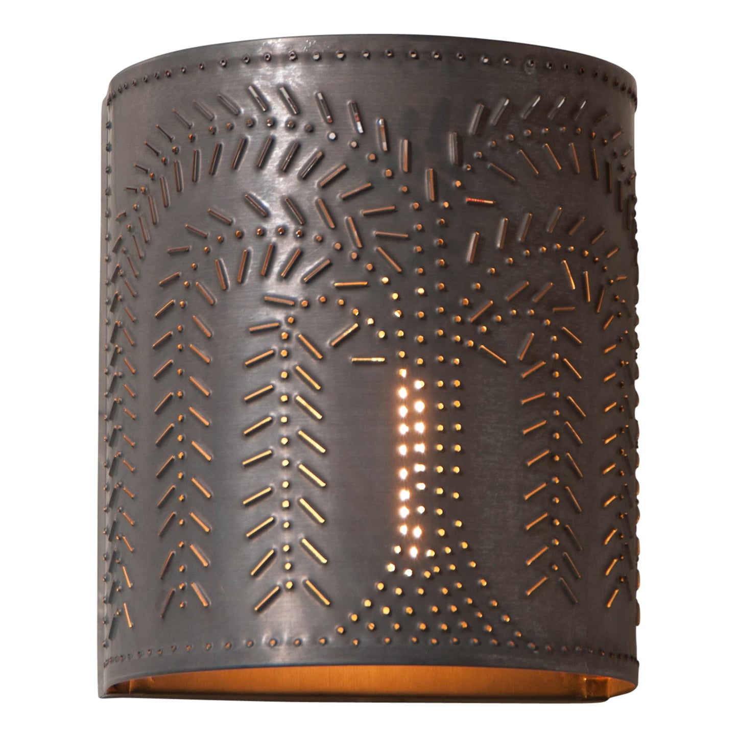 Irvin's Tinware, 724WLKB, Willow Sconce Light in Kettle Black, Primitive Country Wall Sconces in Tin