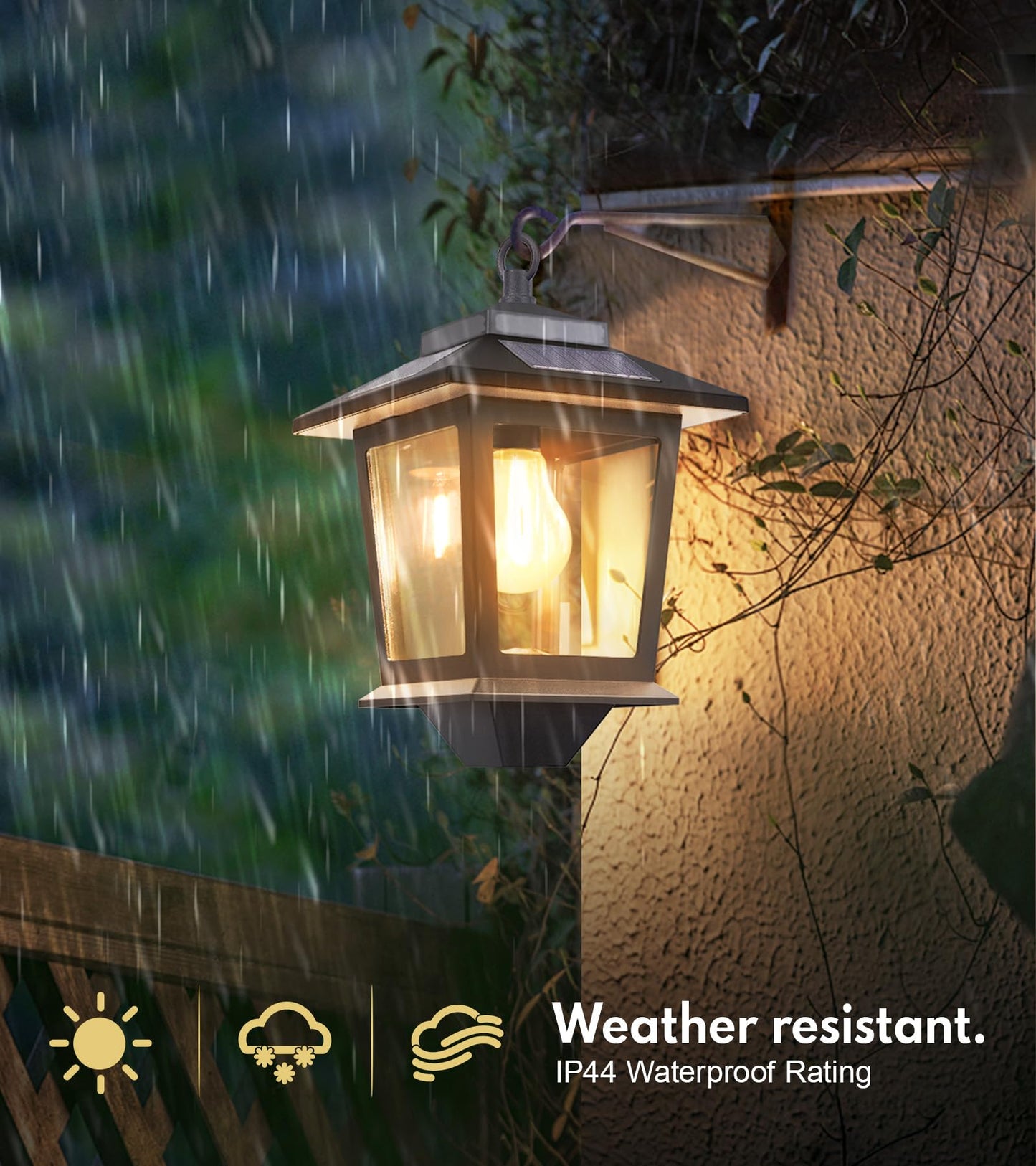 PASAMIC 2 Pack Solar Wall Lanterns,Outdoor Hanging Lights with 4 Solar Panels,Dusk to Dawn Led Outdoor Wall Sconce, Anti-Rust Waterproof Lanterns