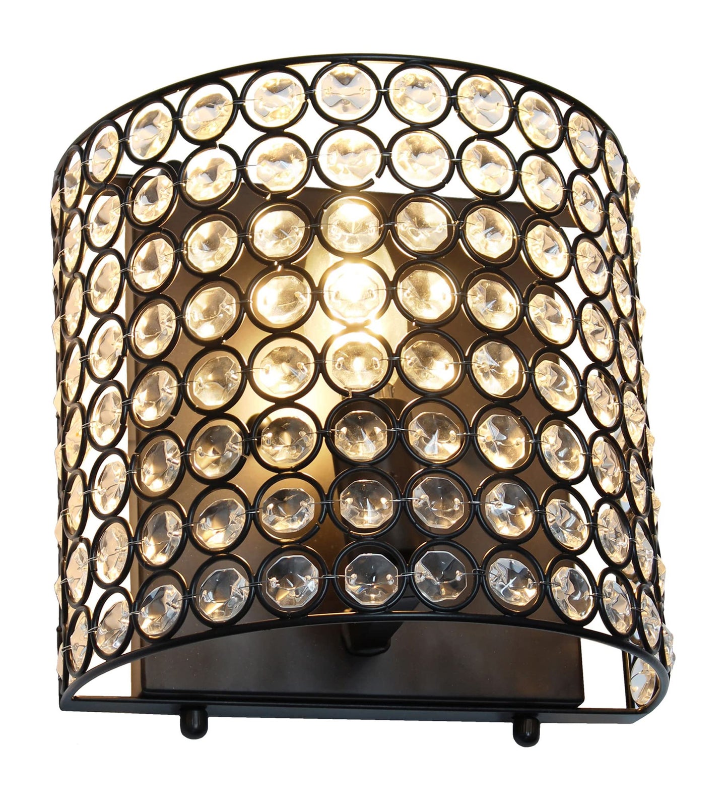 Elegant Designs SC1000-BLK Elipse 1-Light Contemporary Modern 8" Crystal and Metal Wall Sconce Lighting Fixture for Bathroom Vanity Hallway Powder