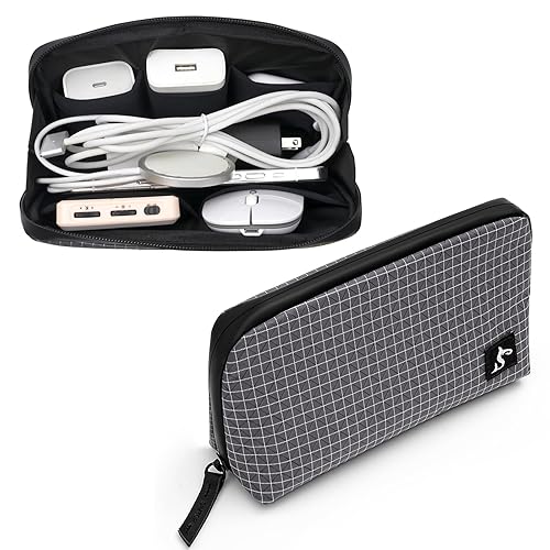 SIMTOP Small Tech Accessory Pouch Cable Organizer Bag, Compact Electronics Travel Case for Charger, Cords, Mouse & Power Bank, Water-Resistant