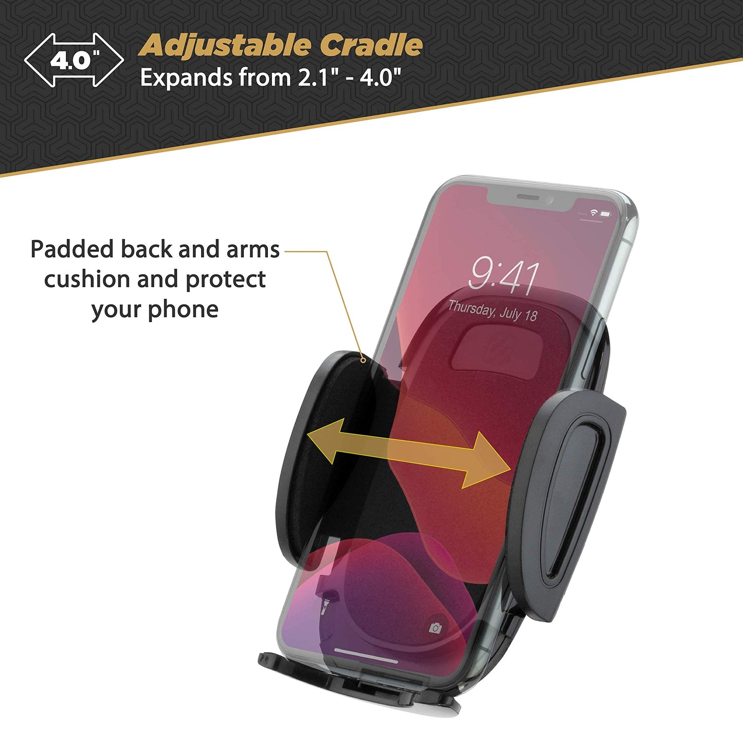 Scosche SUHWD-XCES0 Select Window/Dash Mount Phone Holder Cradle for Car or Truck - Universal Hands-Free Mount for Car Window or Dashboard - Vehicle