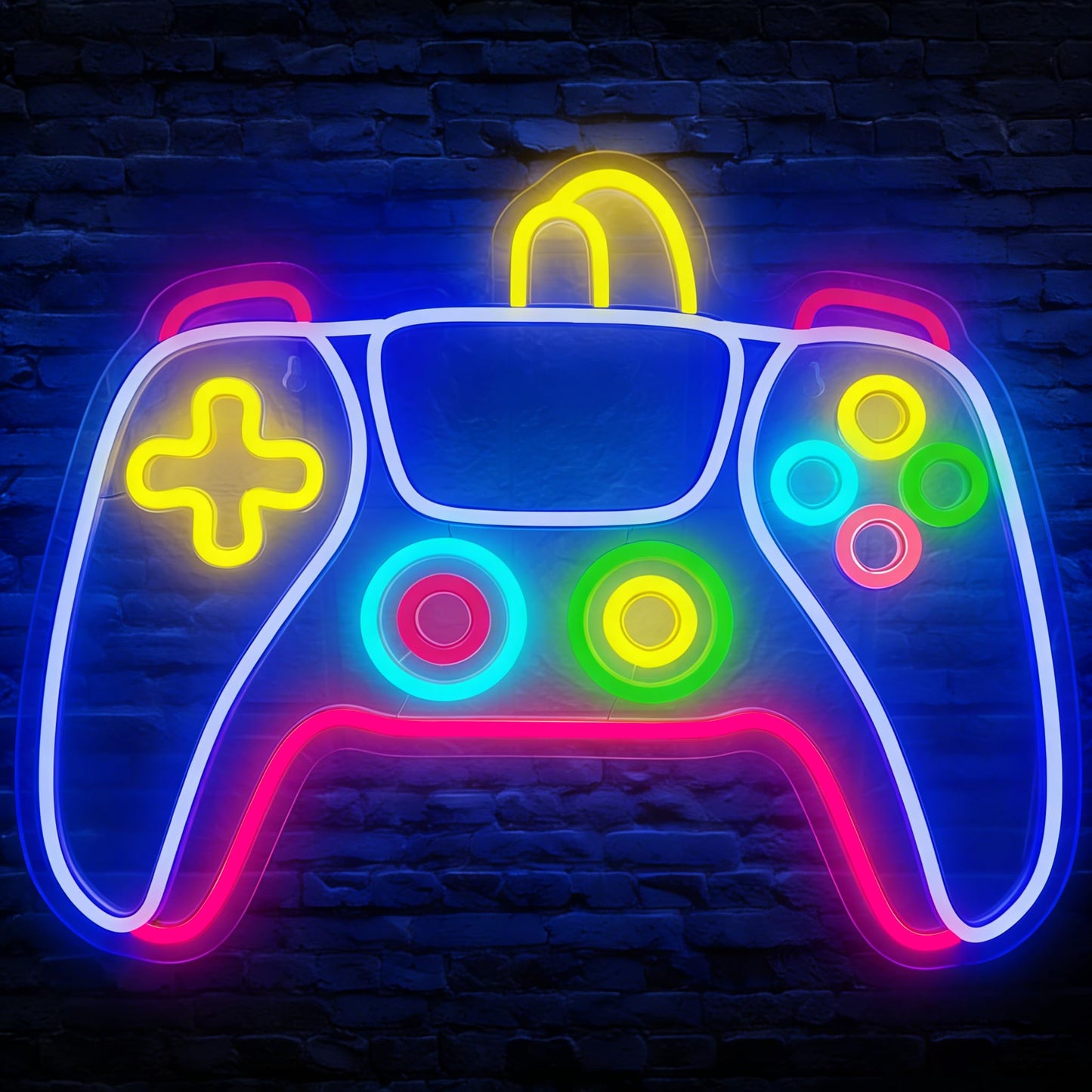 Gamer Neon Sign 17'' x 13'' Big Colorful Gaming Controller Neon Light Dimmable USB Powered Gamepad Shaped Gaming Led Light Up Sign for Teens Boys