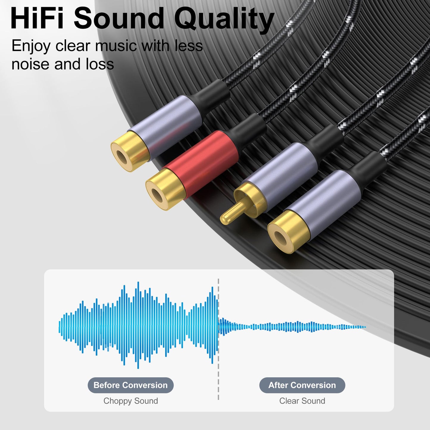 DCNETWORK RCA Splitter Y-Cable, 2IN1 RCAMale&Female to 2 RCA Female Audio Speaker Y Adapter, Short Audio Speaker Splitter Cable for Car, Subwoofer, CD