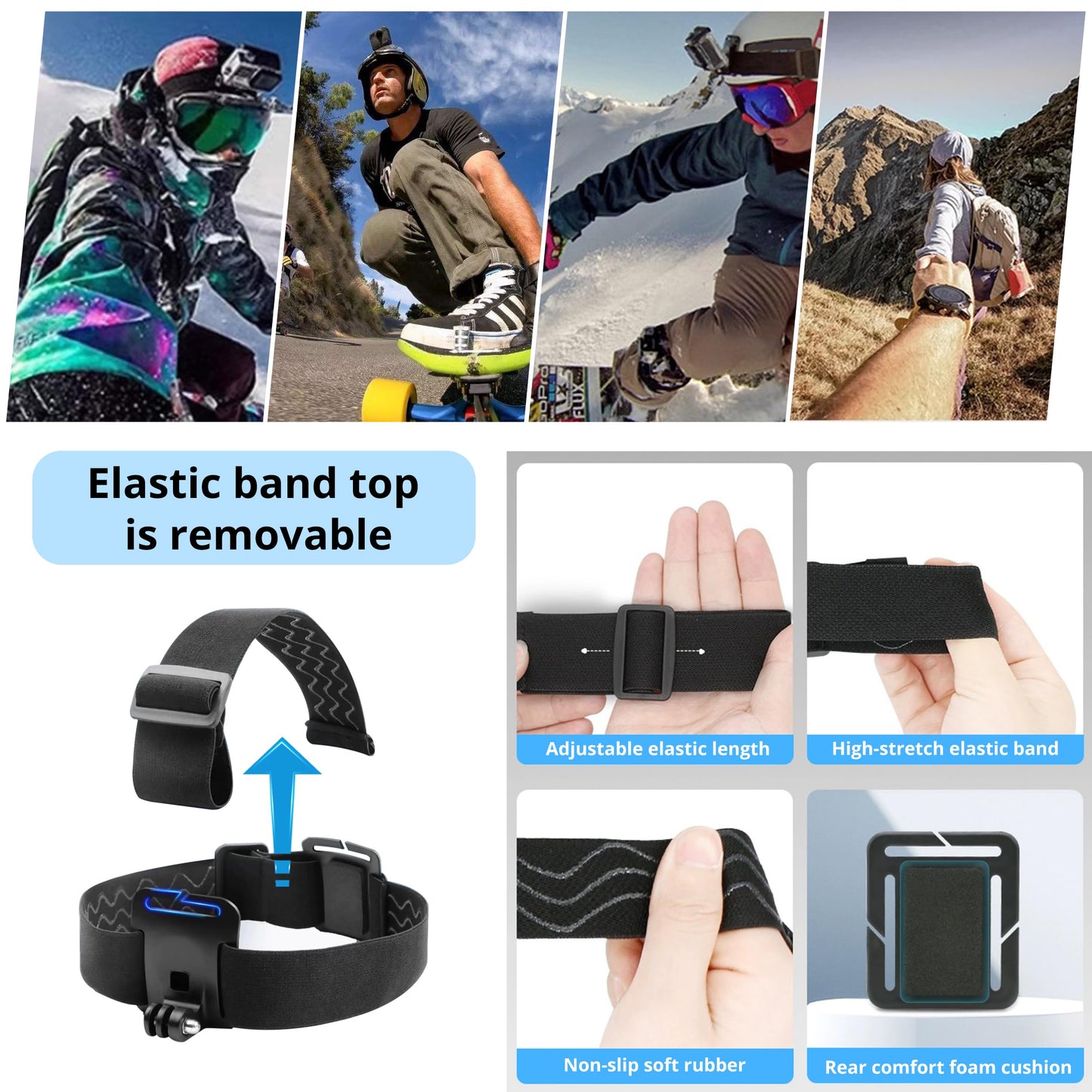 lifelimit Accessories 62 in 1 Accessories Starter Kit Compatible with All Gopro Hero 13/12/11/10/9/8 max Fusion/Session/HD Black White Silver AKASO