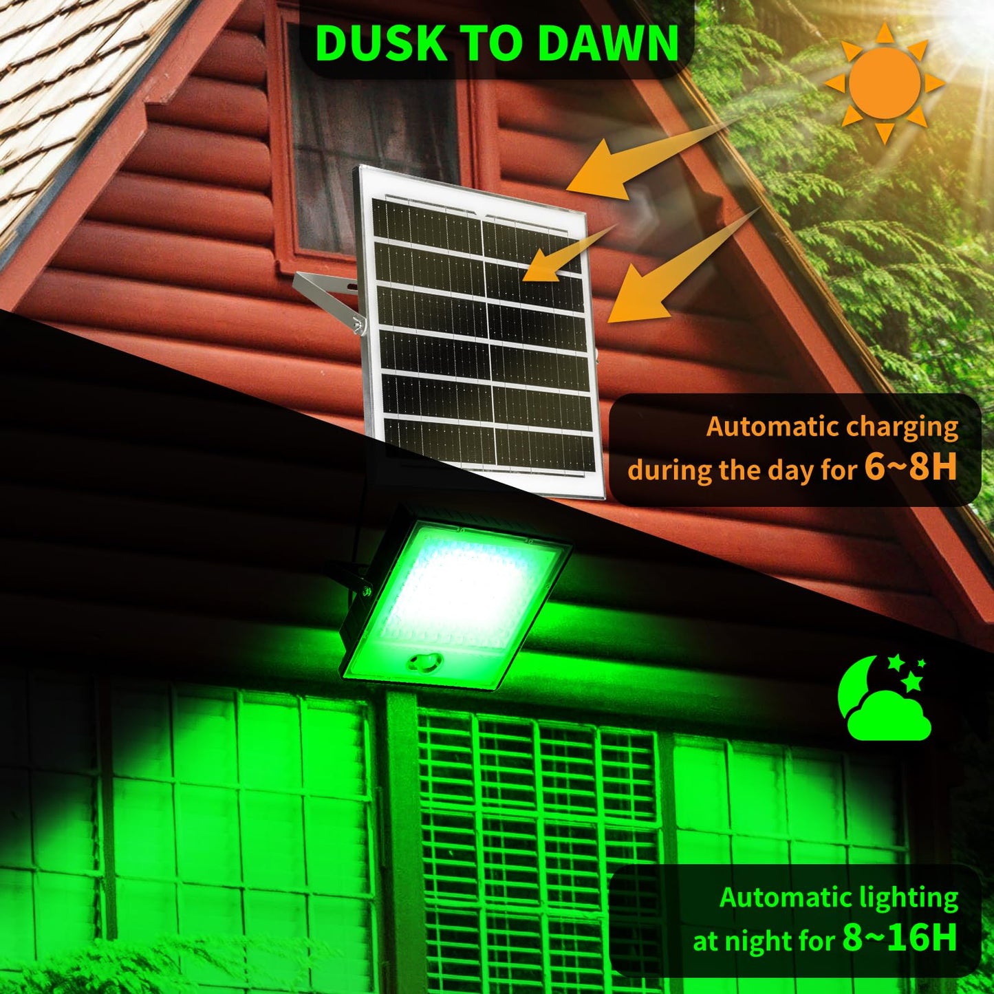 LANGY Hog Lights for Night Hunting, Solar Flood Light 12000LM Green hog Light with Remote, Motion Activated Feeder Lights, Green Solar Lights