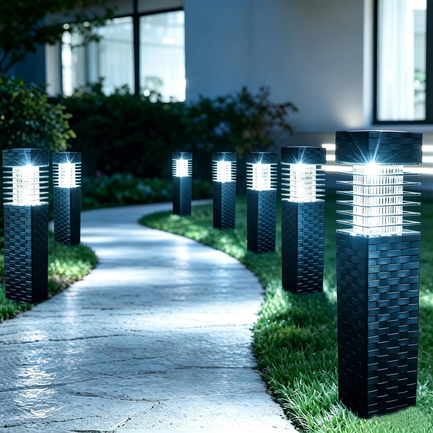 SUNNYPARK Solar Pathway Lights Outdoor, 8 Pack Rattan Pattern Solar Path Lights Waterproof, Outdoor LED Landscape Lights for Walkway, Driveway, Patio