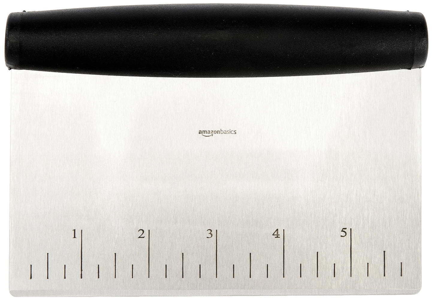 Amazon Basics Multi-Purpose Stainless Steel Scraper/Chopper with Contoured Grip, 6", Black, Silver