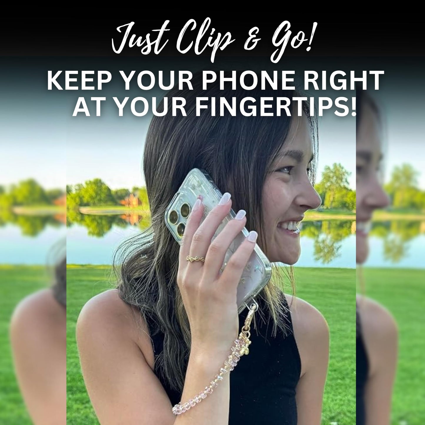 Save the Girls Clip and Go Phone Wristlet (Pink) - Hands Free Phone Wrist Strap - Multifunctional Women’s Bracelet or Necklace Holder On Strap