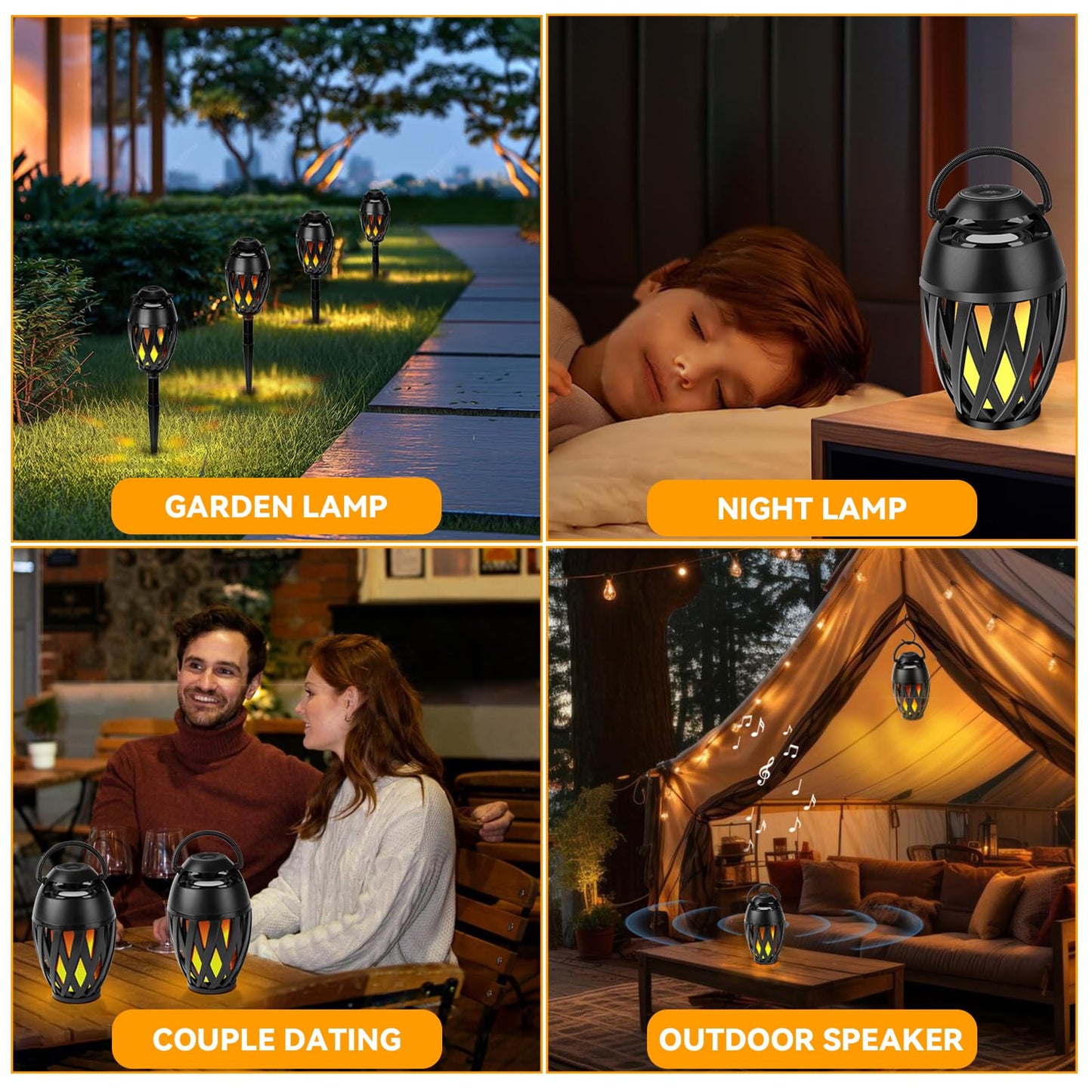 Outdoor Bluetooth Speaker Gifts for Men,Him with LED Flame Effect,Unique Gifts for Men Him Dad?IPX5 Waterproof Portable Tiki Torch Atmosphere