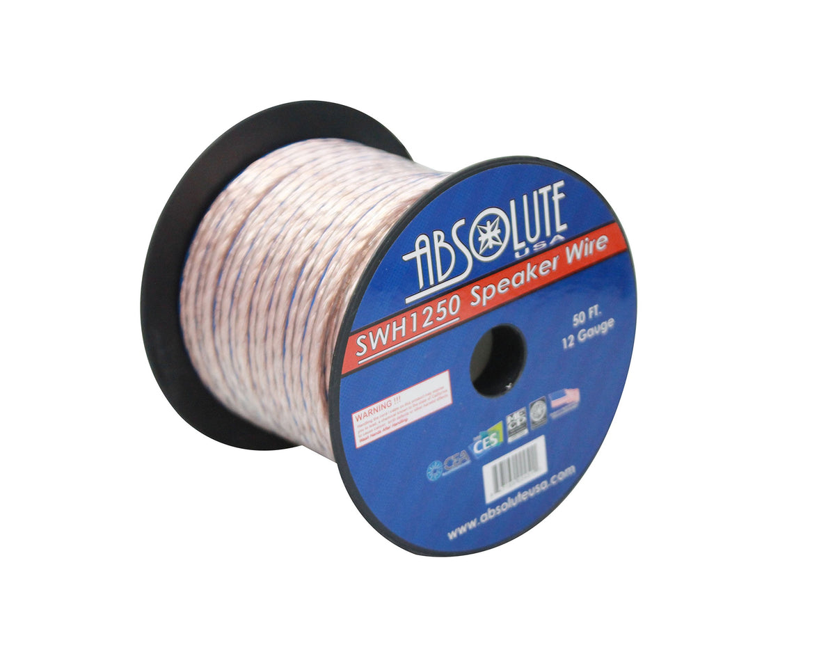 Absolute USA SWH1250 12 Gauge Car Home Audio Speaker Wire Cable Spool 50'