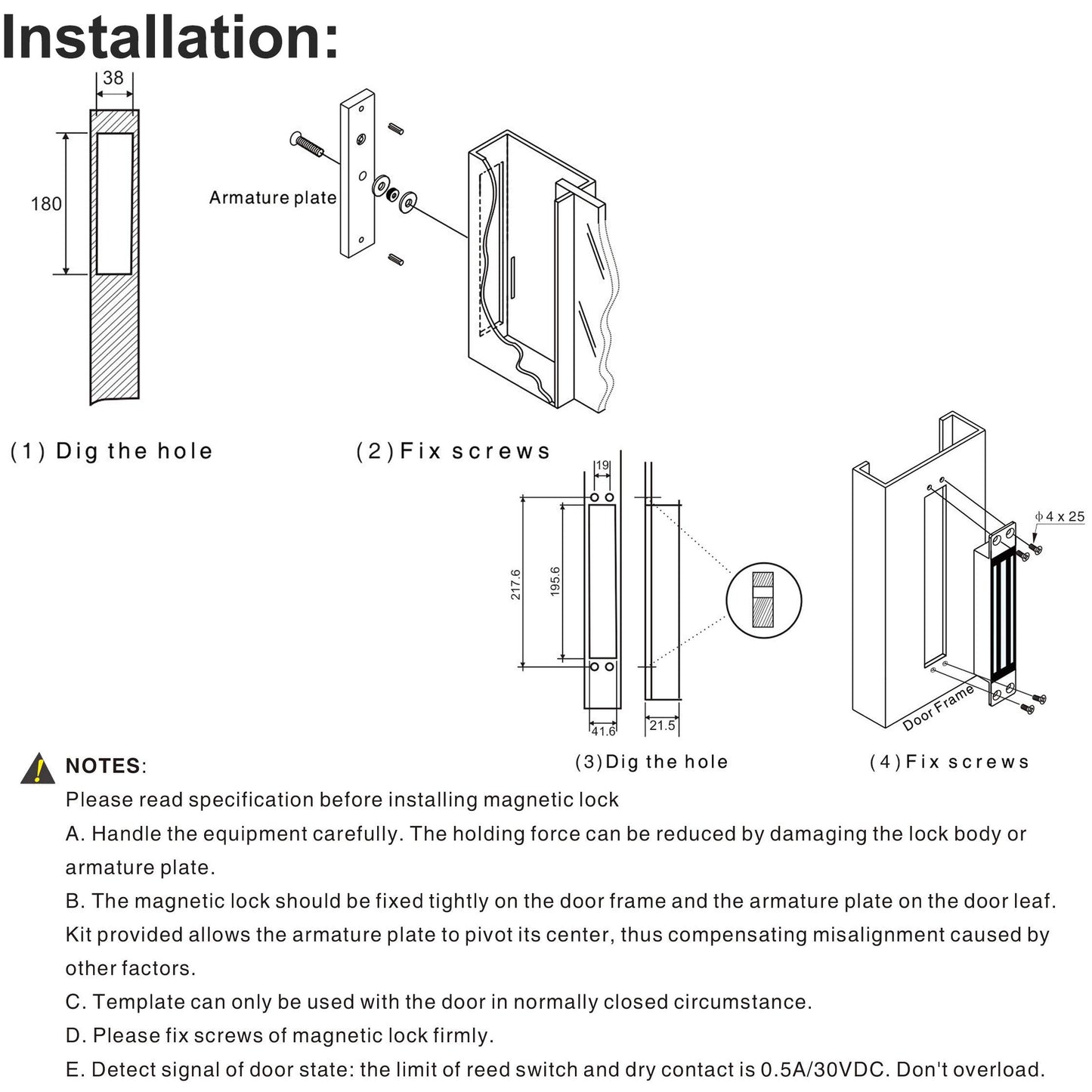 UHPPOTE 600lbs Holding Force Mortise Mount Electric Magnetic Lock for Sliding Door