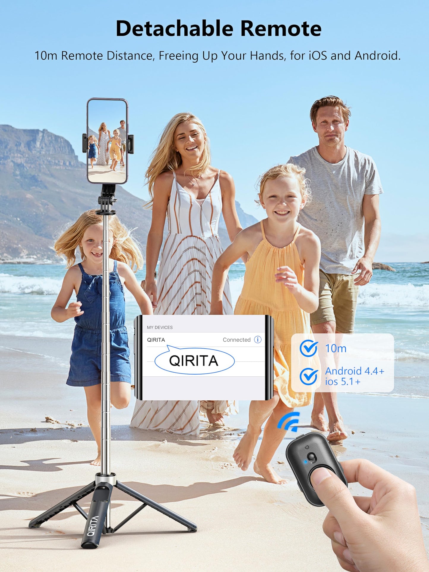 Selfie Stick & Phone Tripod, All in 1 Selfie Stick with Remote, Phone Travel Tripod Stand for Video Recording, Live Streaming, Photograph, Group