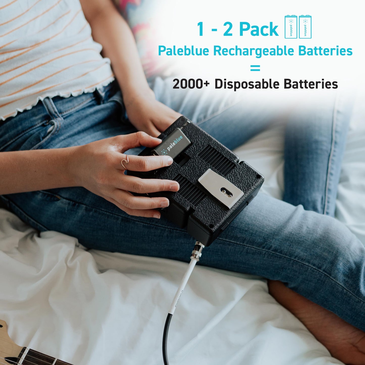 paleblue USB Rechargeable 9V Batteries (6-Pack) - 4500mWh Lithium Ion, 1000+ Charge Cycles, Includes (3) 2-in-1 USB-A to USB-C Charging Cables, LED…