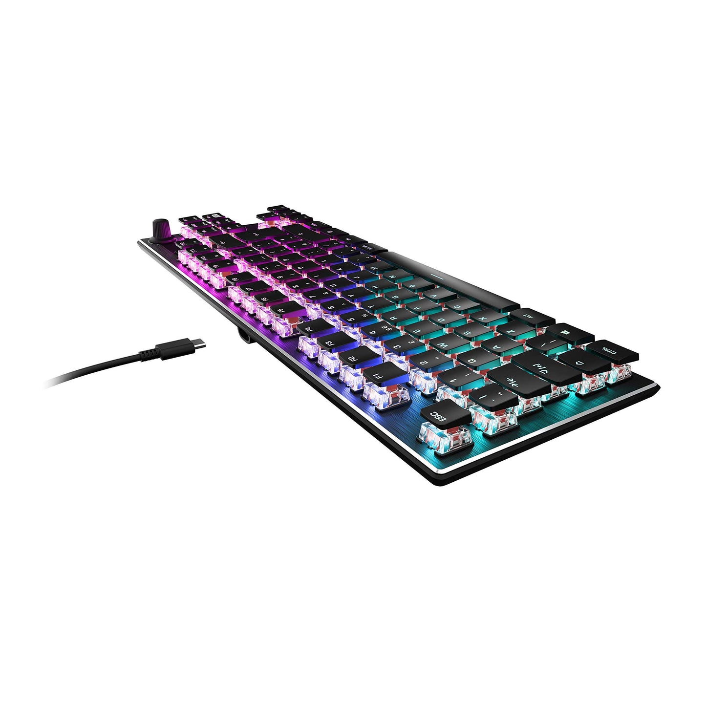 Roccat Vulcan TKL (UK Layout) Mechanical PC Gaming Keyboard, Tenkeyless, Linear Titan Switch, Per-Key AIMO RGB Lighting, Anodized Aluminum Top Plate