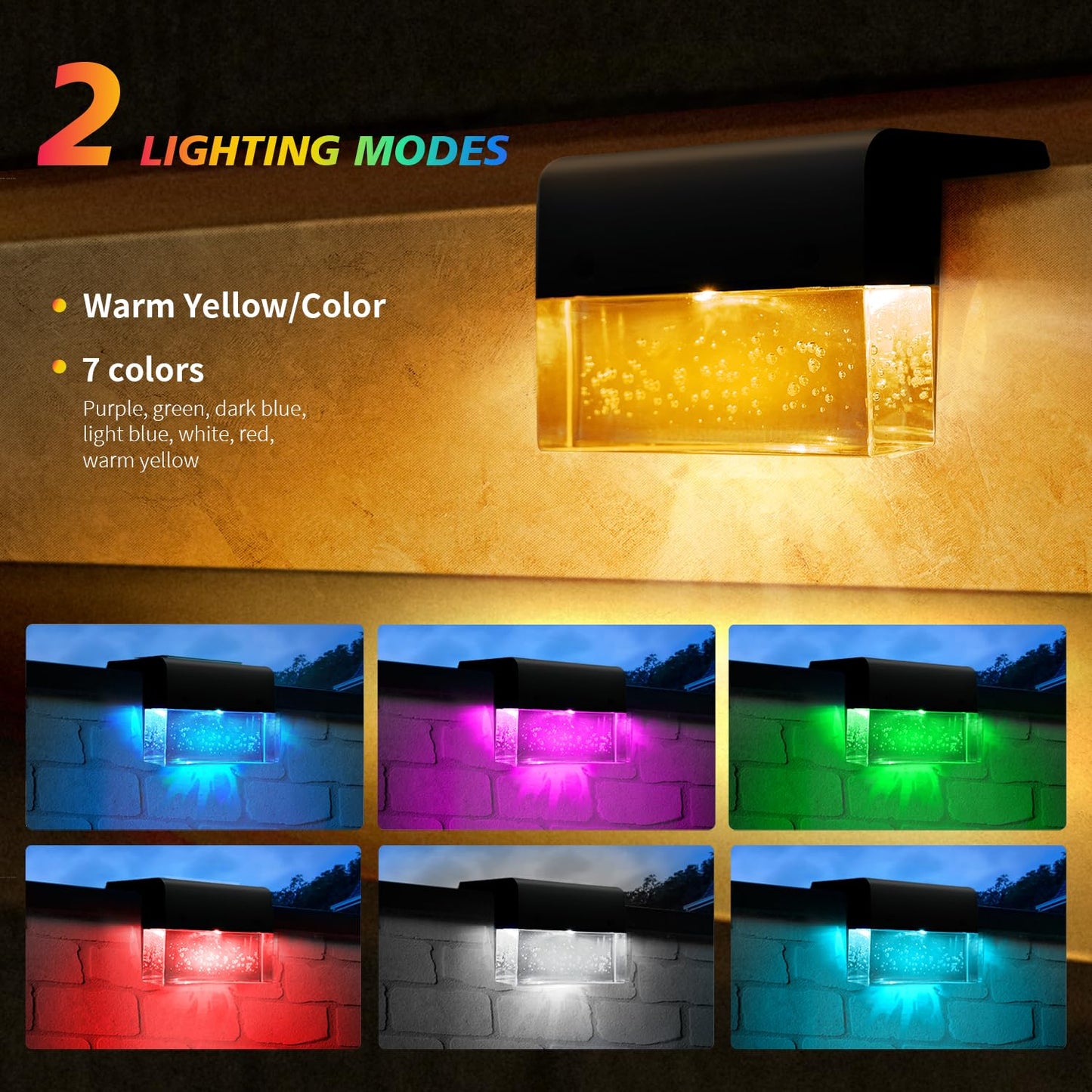 SUNFACE Solar Deck Lights, 6 Pack Solar Fence Lights Outdoor Step Lights, Solar Stair Lights Waterproof for Patio, Stairs, Railing, Garden & Pool