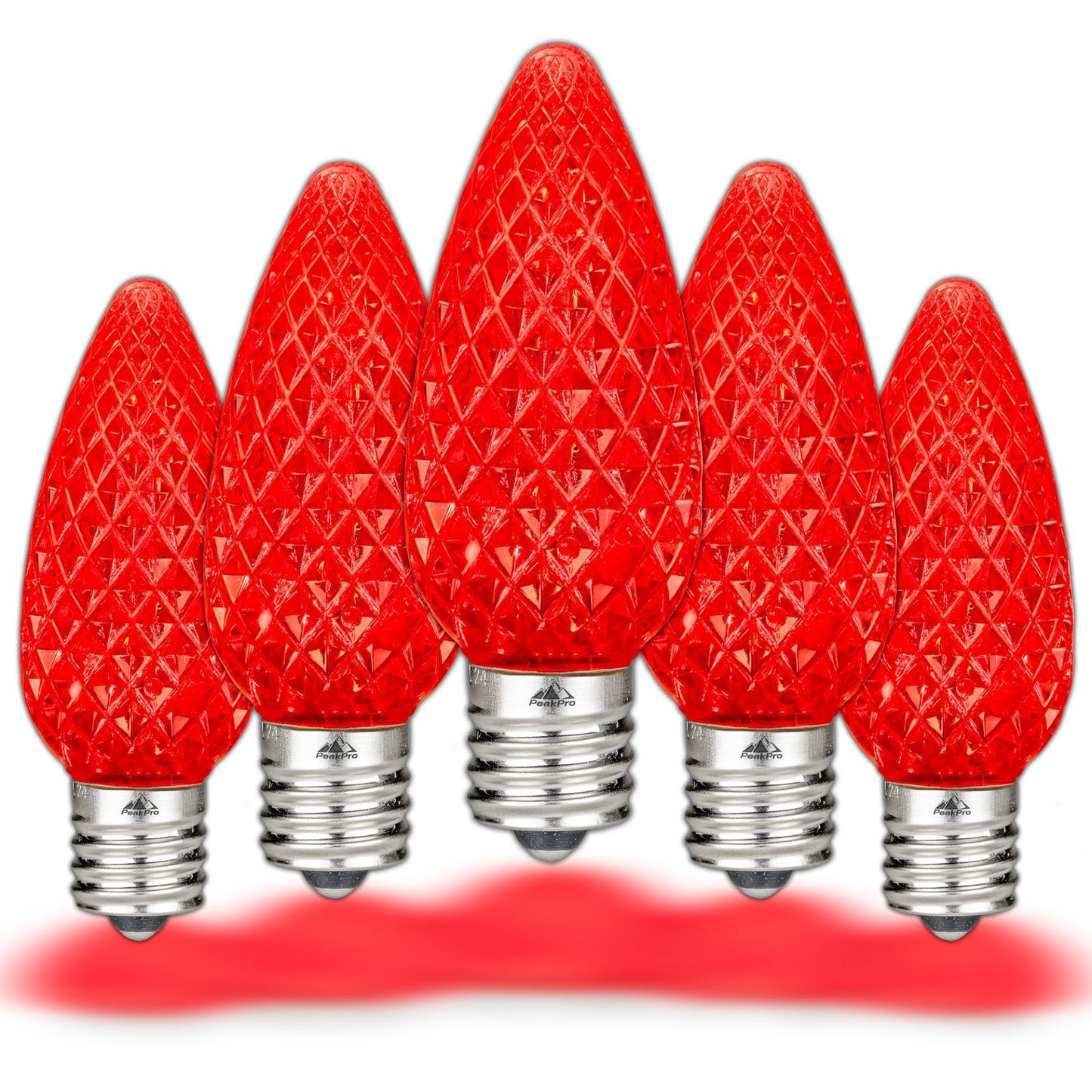 Novelty Lights 25PK C9 LED Faceted Dimmable Christmas Bulbs, E17 Base