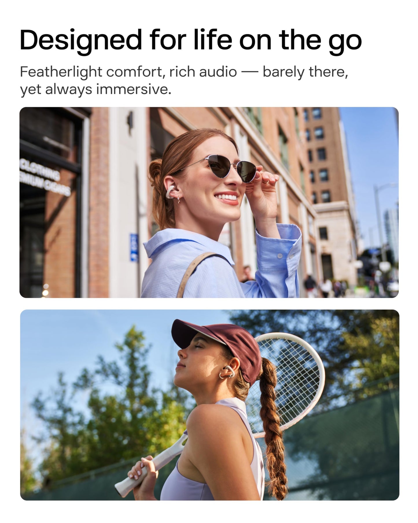 SHOKZ OpenDots ONE Open-Ear Clip-On Bluetooth Earbuds, Grey, Dolby Audio