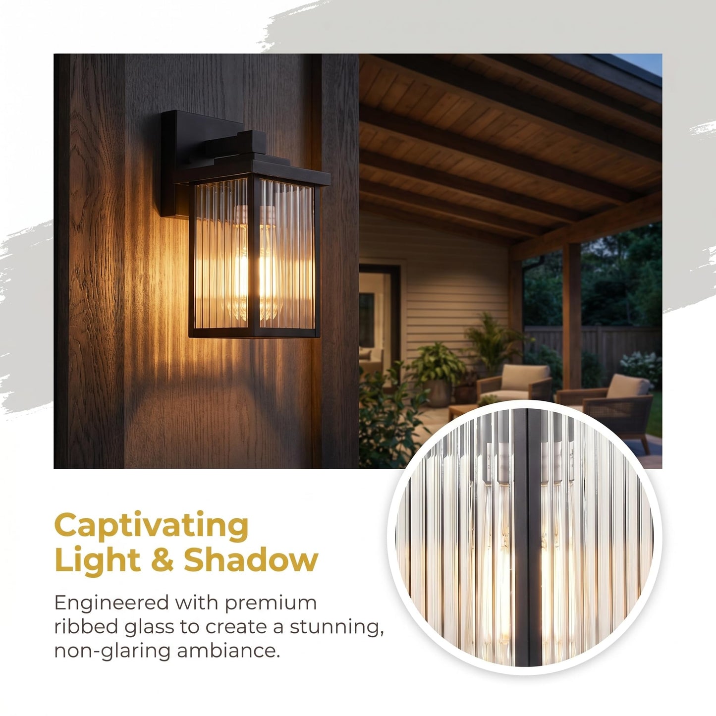 hameso Matte Black Porch Light, Waterproof Outdoor Wall Light