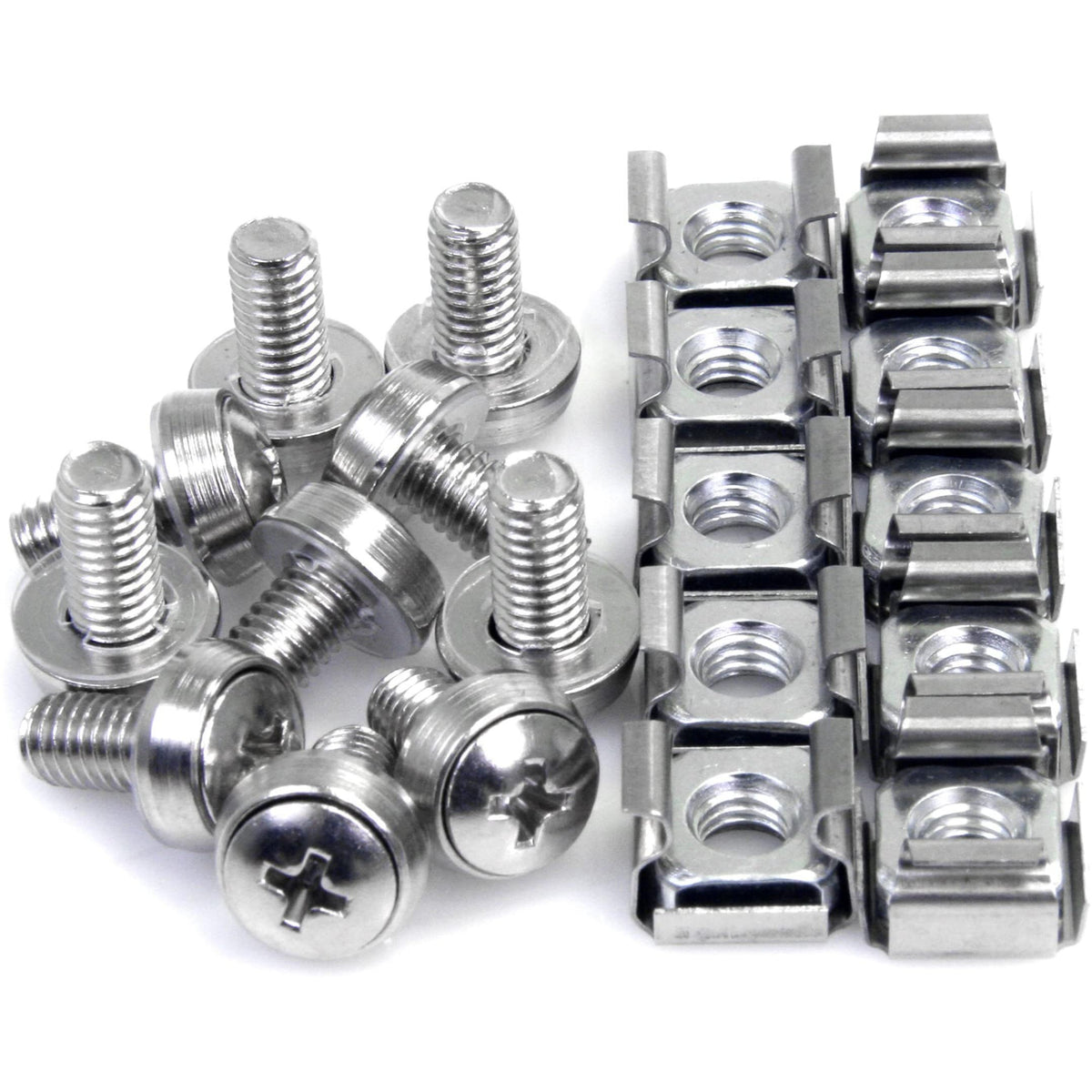 StarTech 50-Pack M6 12mm Screws & Cage Nuts Kit, Nickel-Plated, TAA