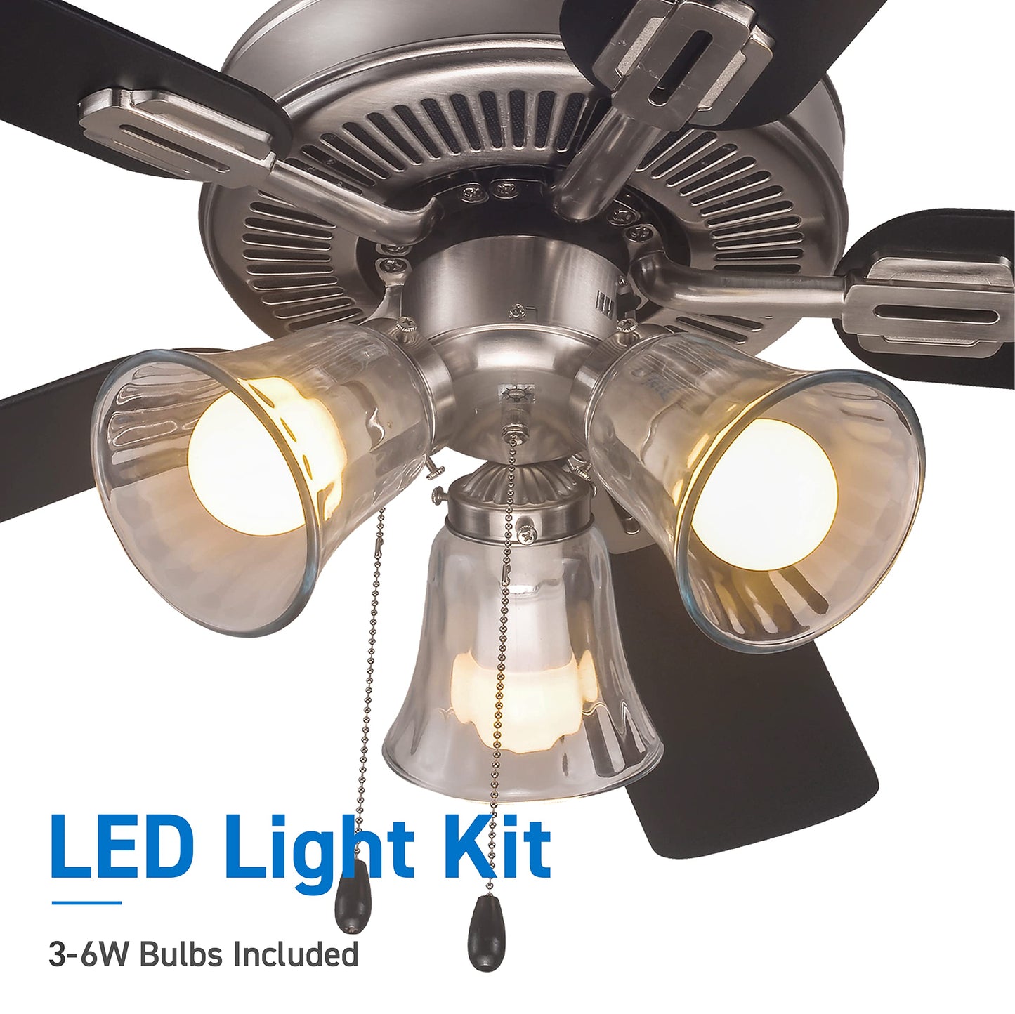 COMMERCIAL COOL 42” Contemporary Ceiling Fan with Lights, Cools up to 175 Sq. Ft., Ideal for Medium Sized Rooms, Equipped with Dual Chain, 5