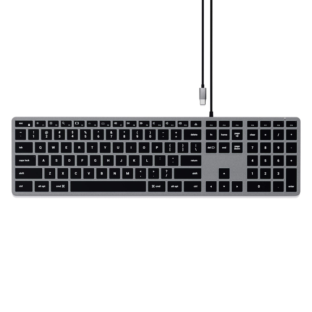 Satechi Slim W3 Wired Keyboard, Backlit Keys with Numeric Keypad