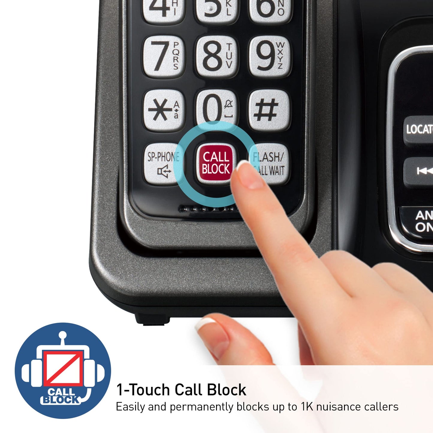 Panasonic Cordless Phone with Answering Machine, Advanced Call Block, Bilingual Caller ID and High-Contrast Display, Expandable System with 3 Handset