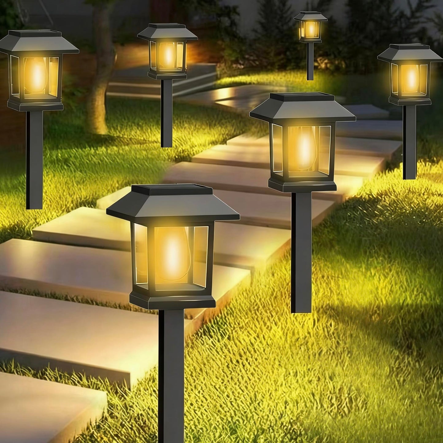 Solar Pathway Lights , 4Pack Upgraded Brighter Solar Garden Lights Garden decor, Up To 10 Hours Outdoor Solar Lights for Yard Landscape Lighting Path