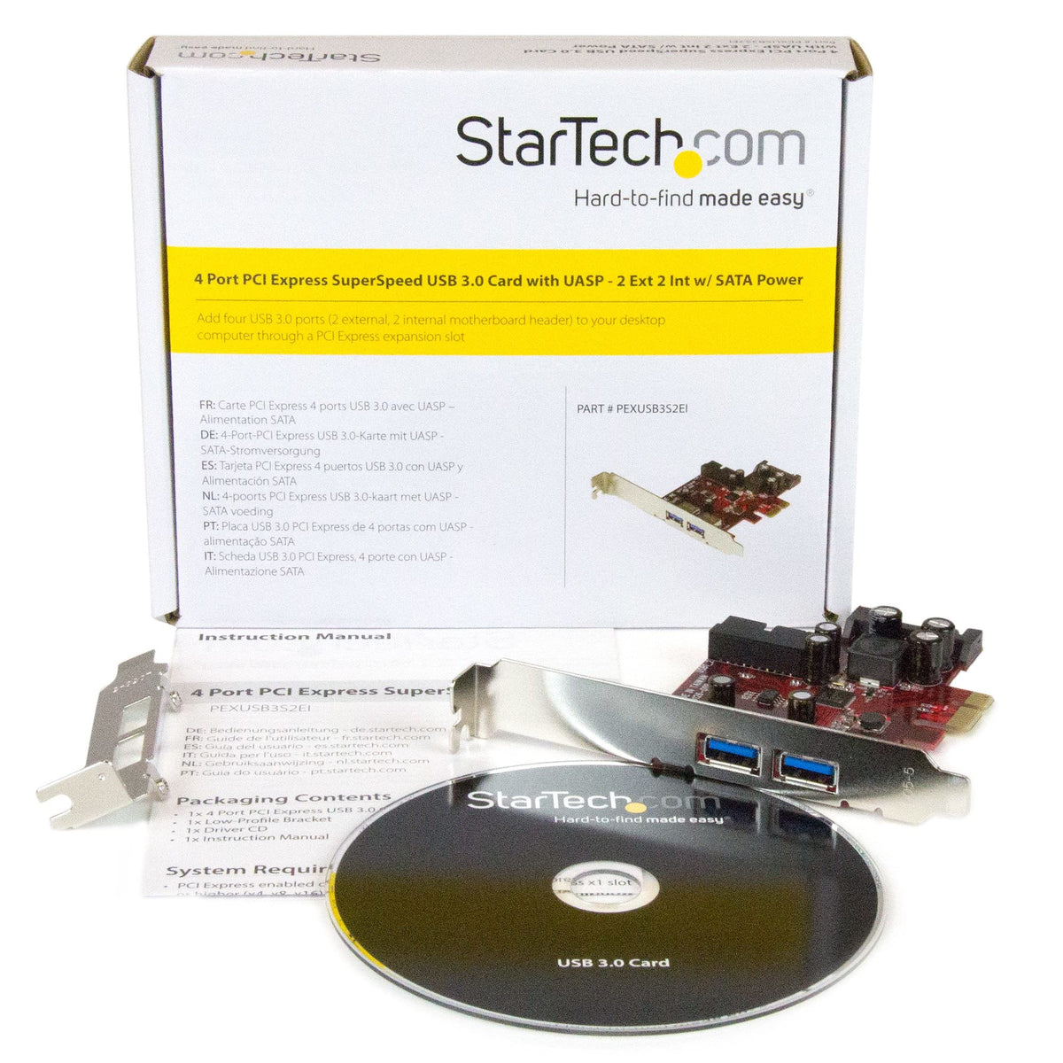 StarTech 4-Port PCI Express USB 3.0 Card, 5Gbps, TAA (PEXUSB3S2EI)