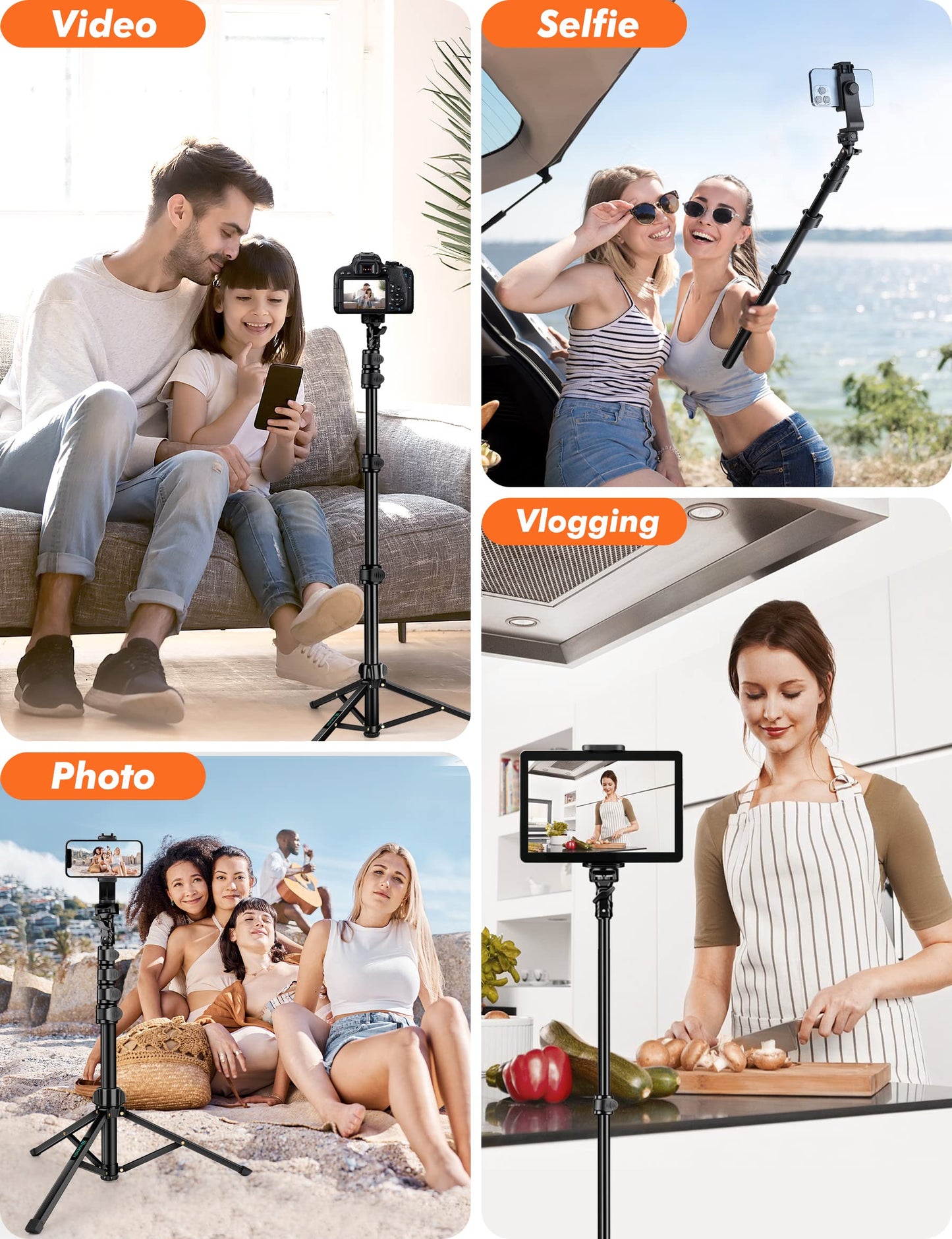 Nineigh 71" Tripod for iPhone, Phone Tripod Selfie Stick with Remote, Cell Phone Tripods & Tall Travel Tripods for Recording Video Selfies Photo