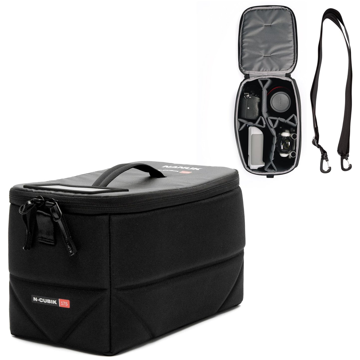 NANUK N-Cubik 17S Camera Bag Insert with Shoulder Strap - Small Water-Resistant Cube - Shockproof Protective Camera Insert for Backpack - Perfect